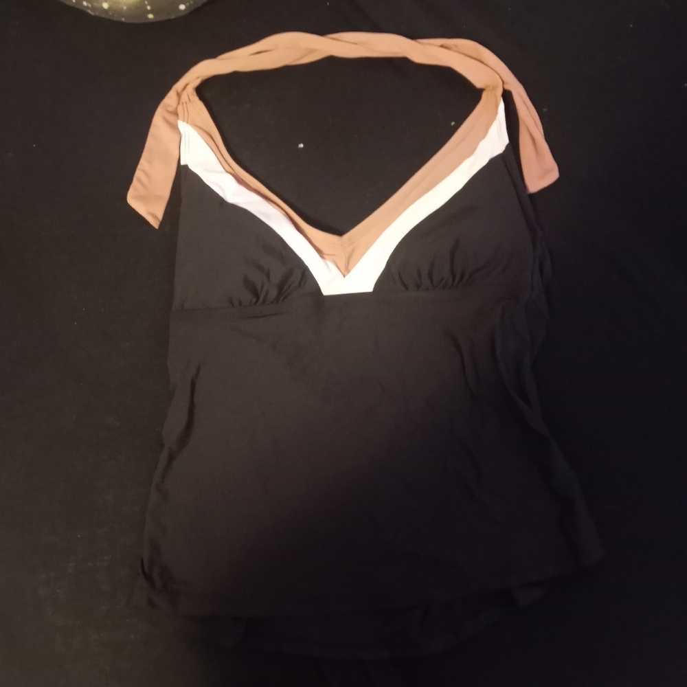 FREE SHIPPING Swimsuit Top | Tan Modern Design Colorblock